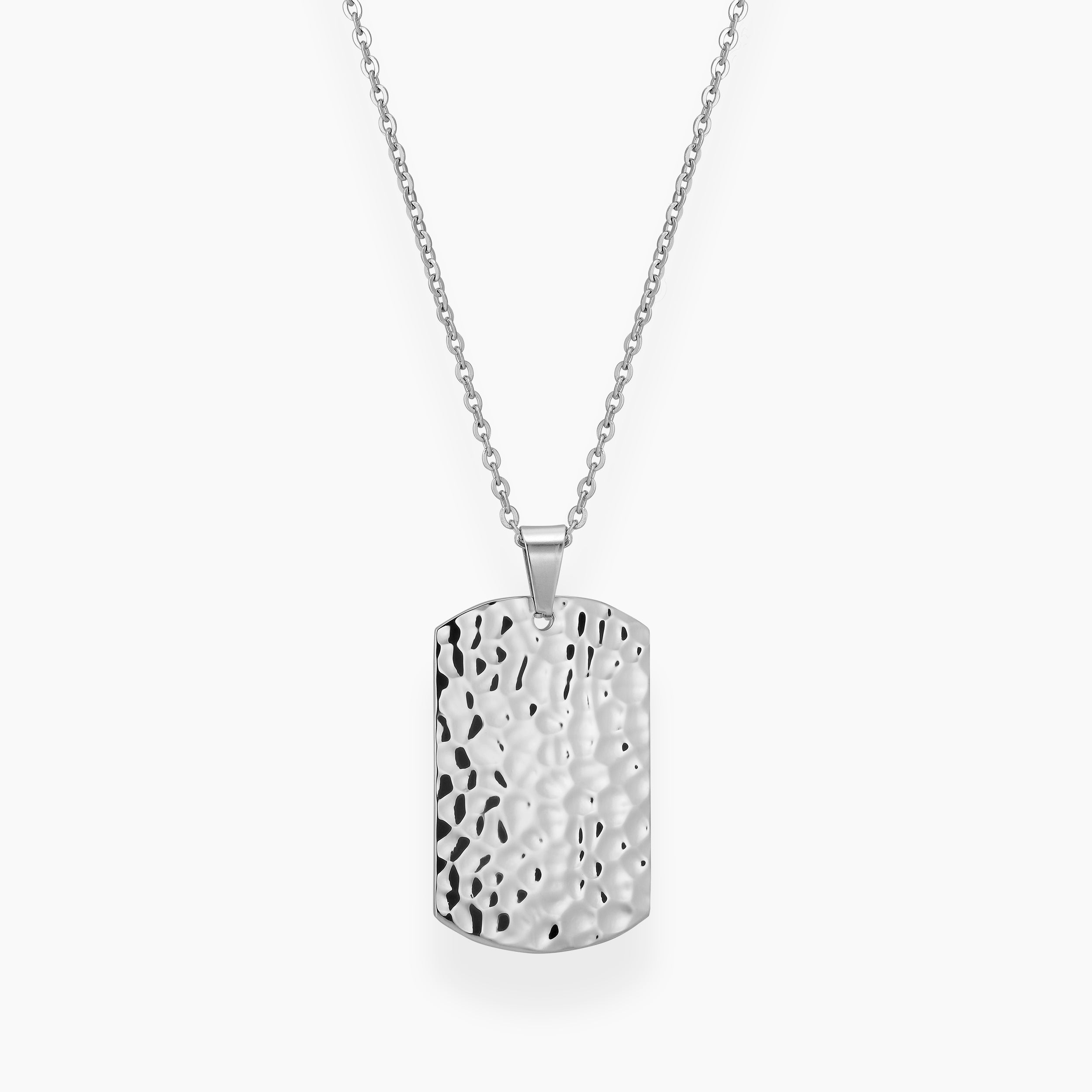 LONDON TAG HAMMERED SILVER